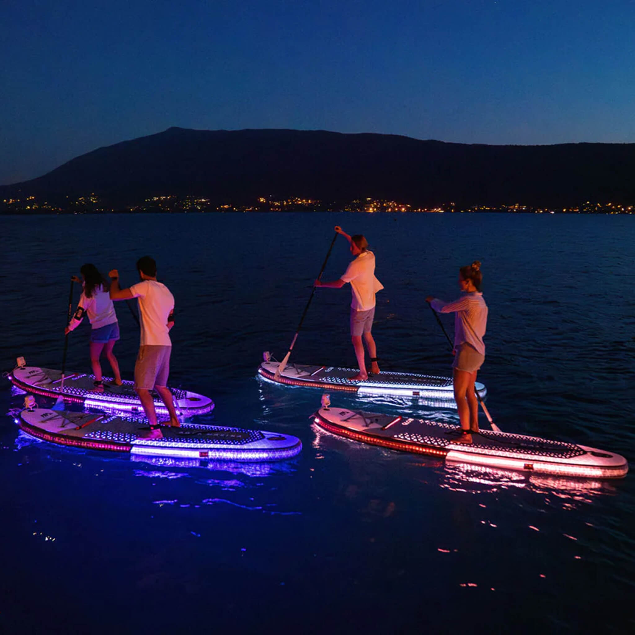 Aqua Marina Glow 10FT Tabla de Paddle Surf Hinchable (ISUP) Versátil con Sistema de Luces Ambientales y Leash de Seguridad [BT-24GL] (SAK48269)
