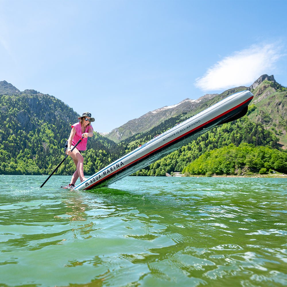 Aqua Marina Hyper 12FT Navy Tabla SUP de Travesía con Bordes de Riel Hidrodinámicos y Elástico Ajustable [BT-23HY02] (SAK23285)