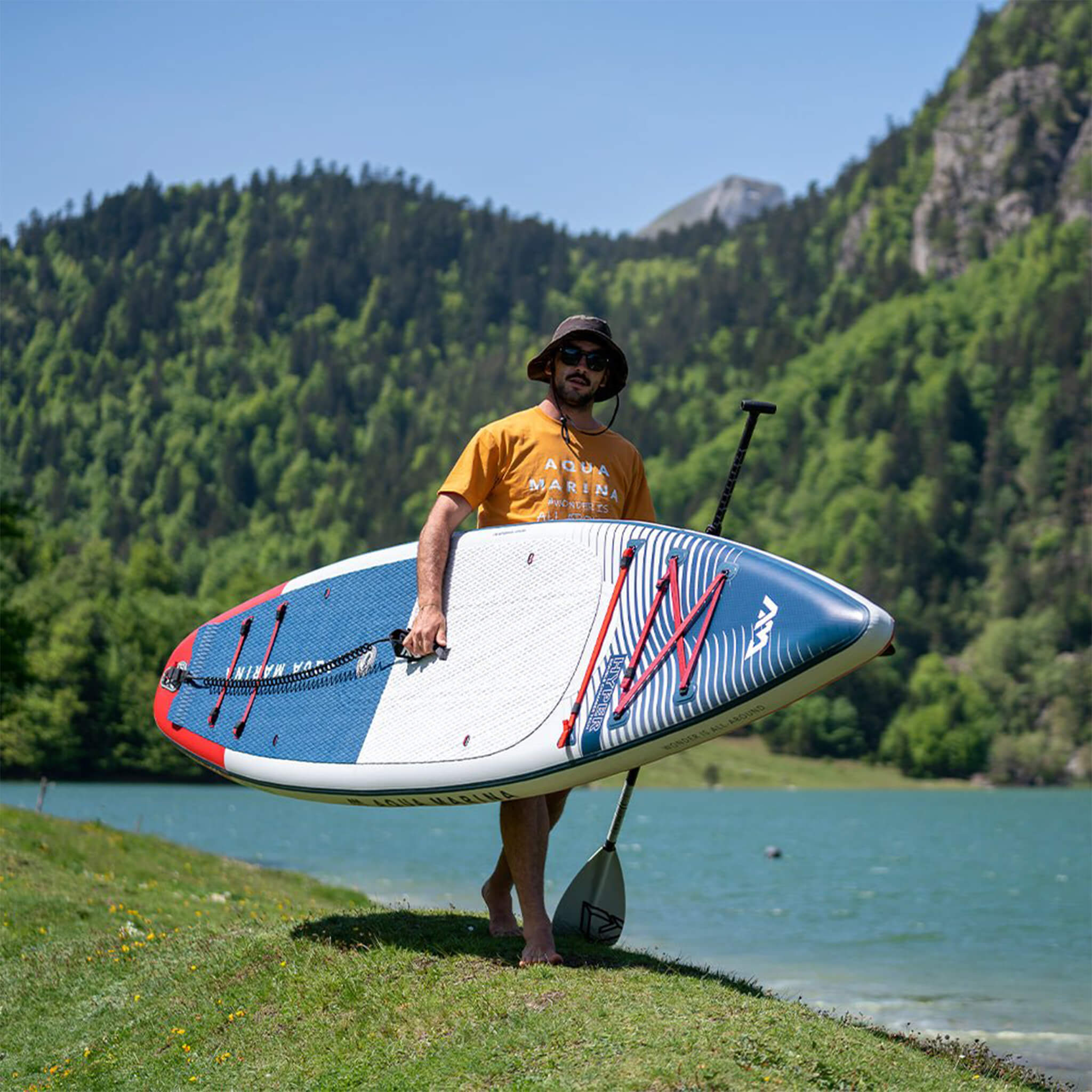 Aqua Marina Hyper 12FT Navy Tabla SUP de Travesía con Bordes de Riel Hidrodinámicos y Elástico Ajustable [BT-23HY02] (SAK23285)