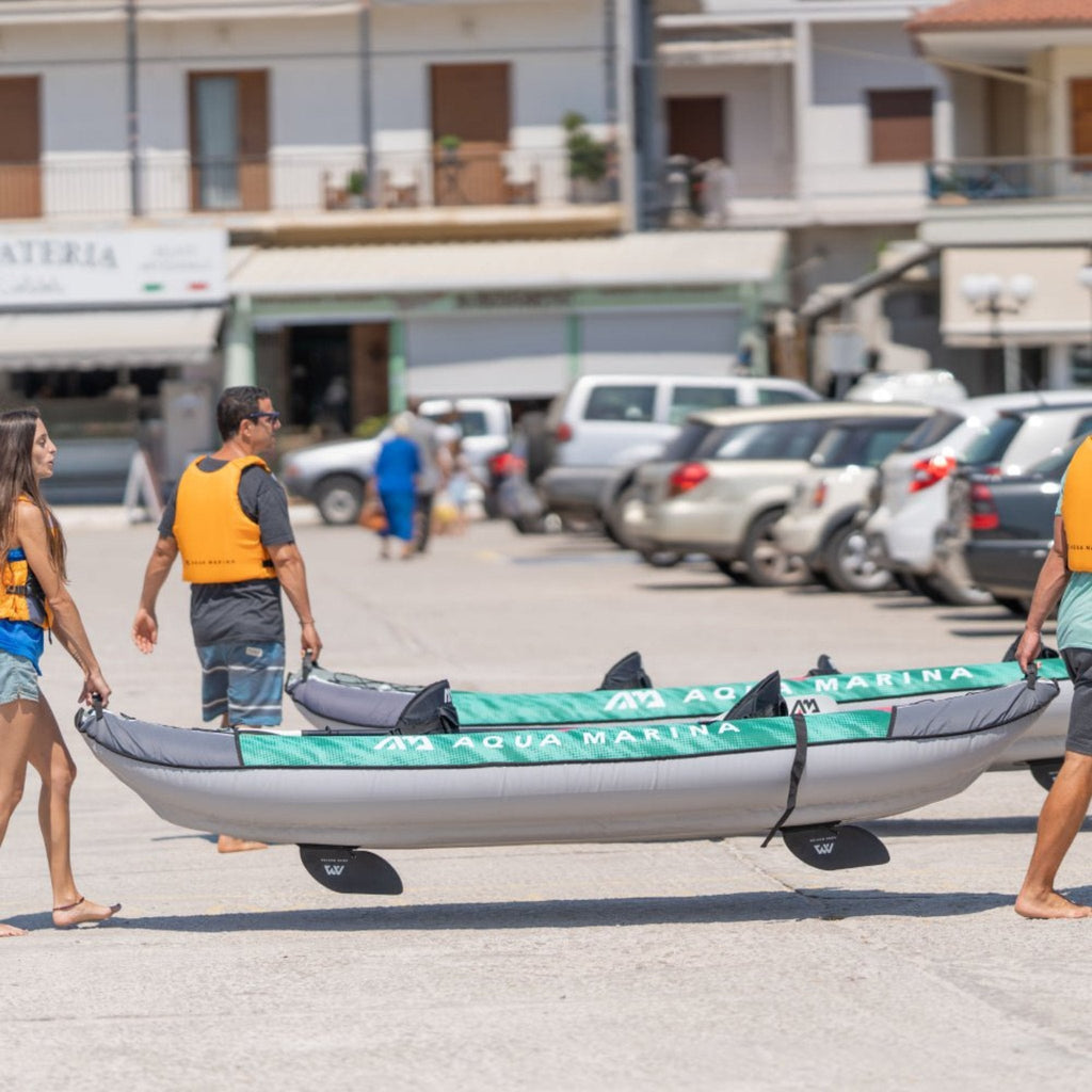 Kayak recreativo Aqua Marina Laxo 320 de 10 pies para 2 personas con asiento de respaldo alto y red elástica de carga ajustable [LA-320] (SAK01396)