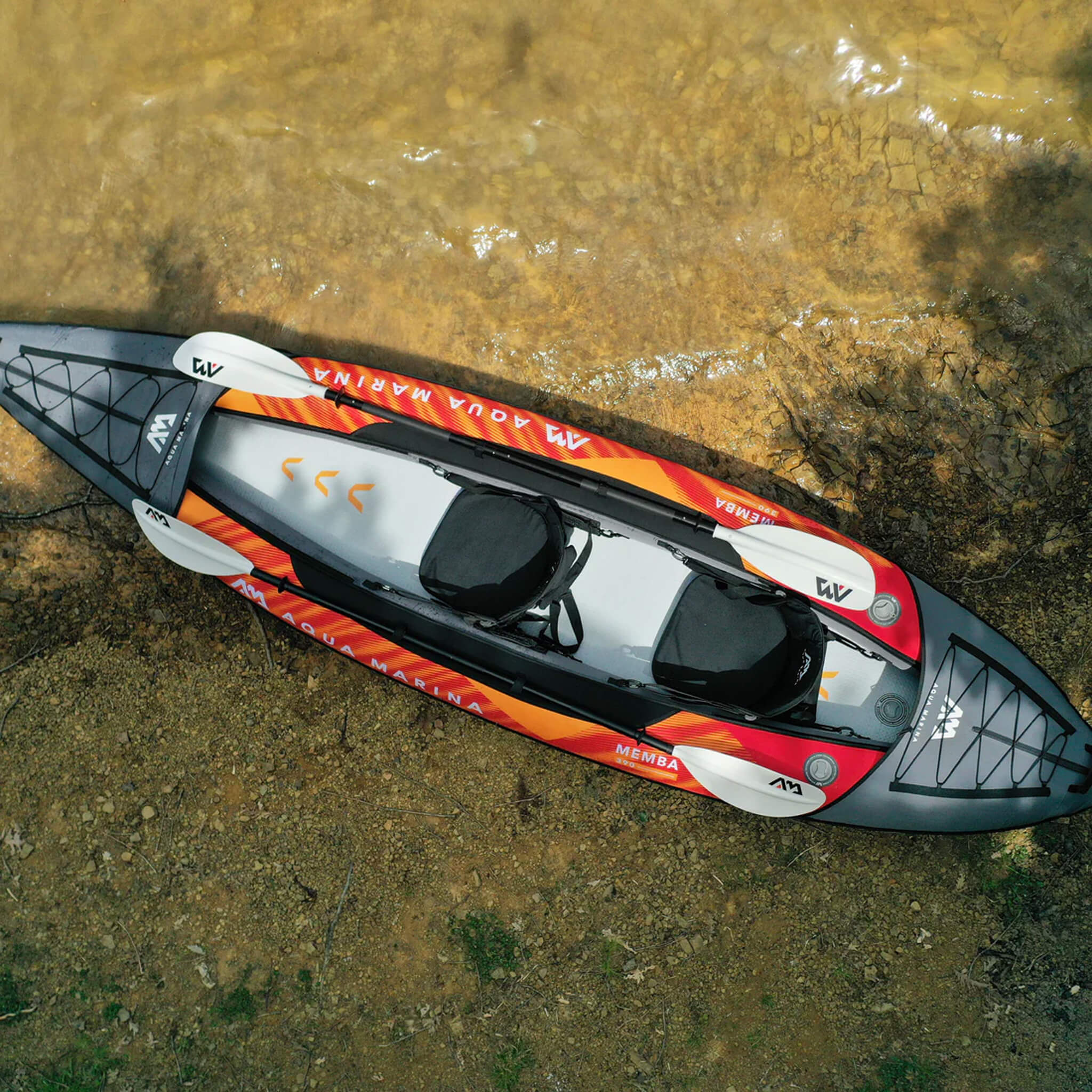 Kayak de travesía de 3,65 m (12 ft) para 2 personas Aqua Marina Memba 390 Premium con cubierta DWF y remos [ME-390] (SAK17282)