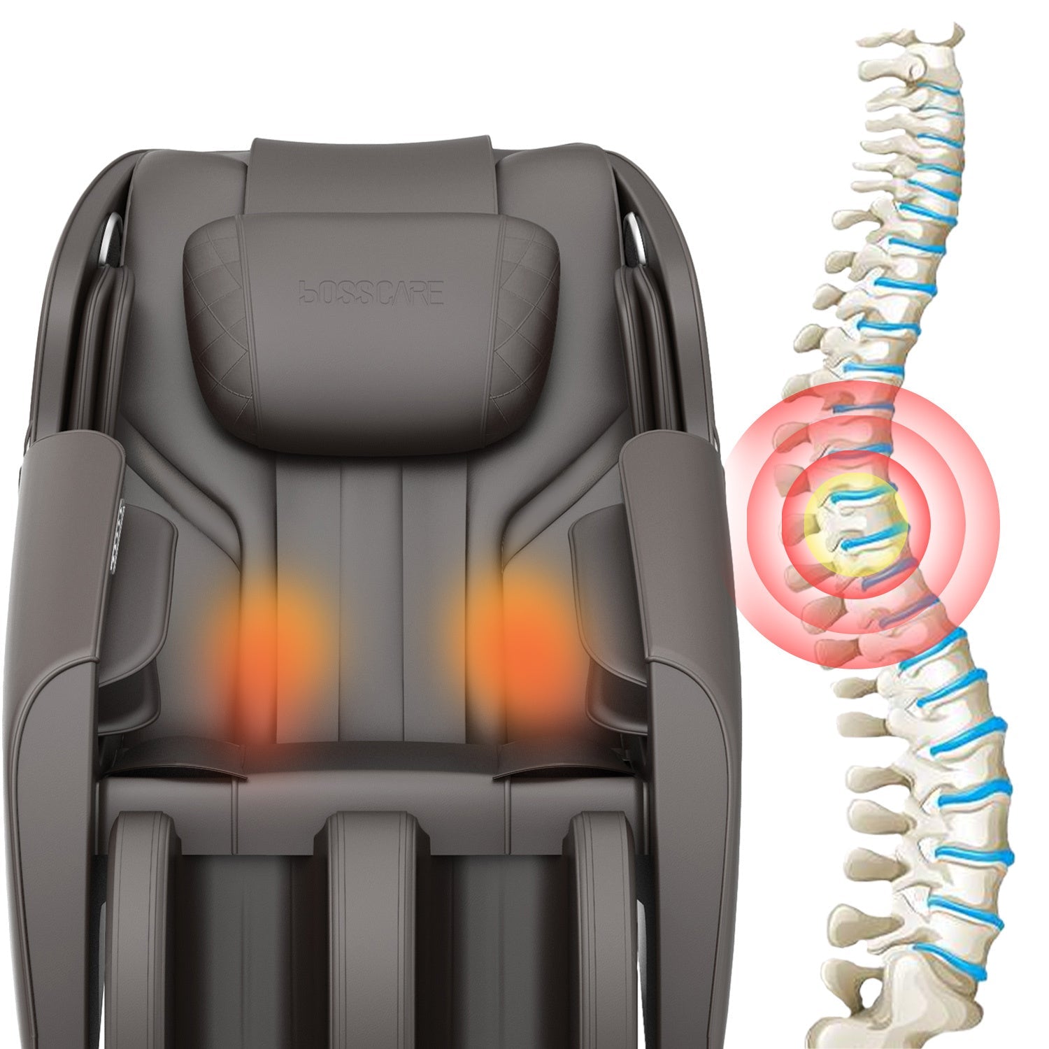 Sillón de masaje de cuero de cuerpo completo Bosscare con gravedad cero y Bluetooth [GR8012] (SAK12074)