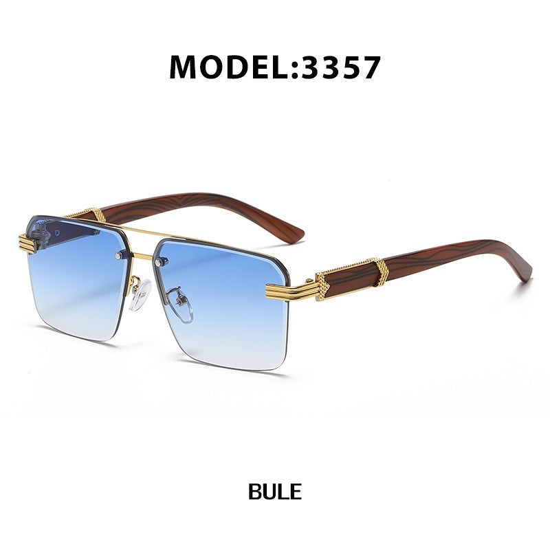 Men's Sunglasses With Frameless Woodgrain-Inspired Legs