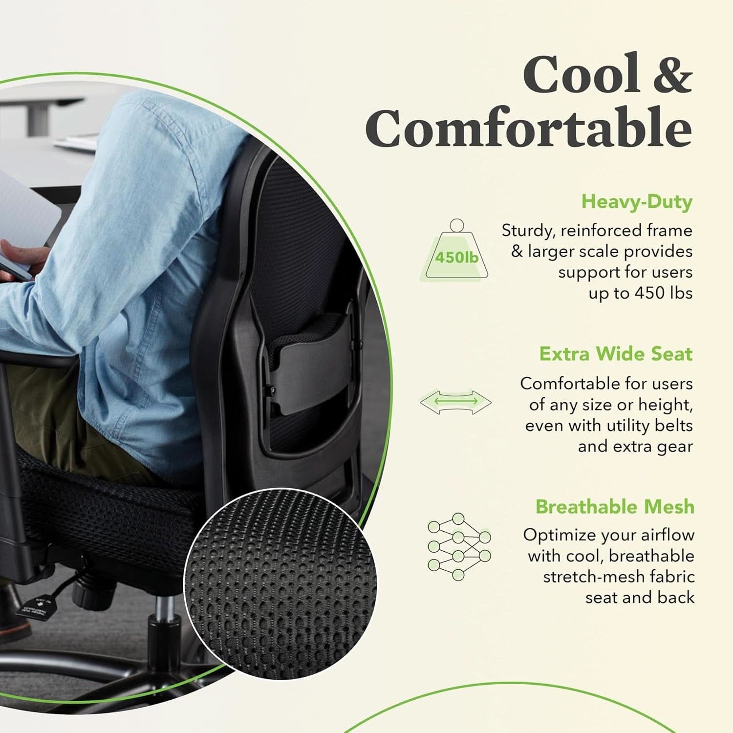 Wave Big And Tall Office Chair 450 Lb Capacity Ergonomic