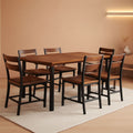 Walnut 63 Inch Extendable Dining Table Set For Six Chairs