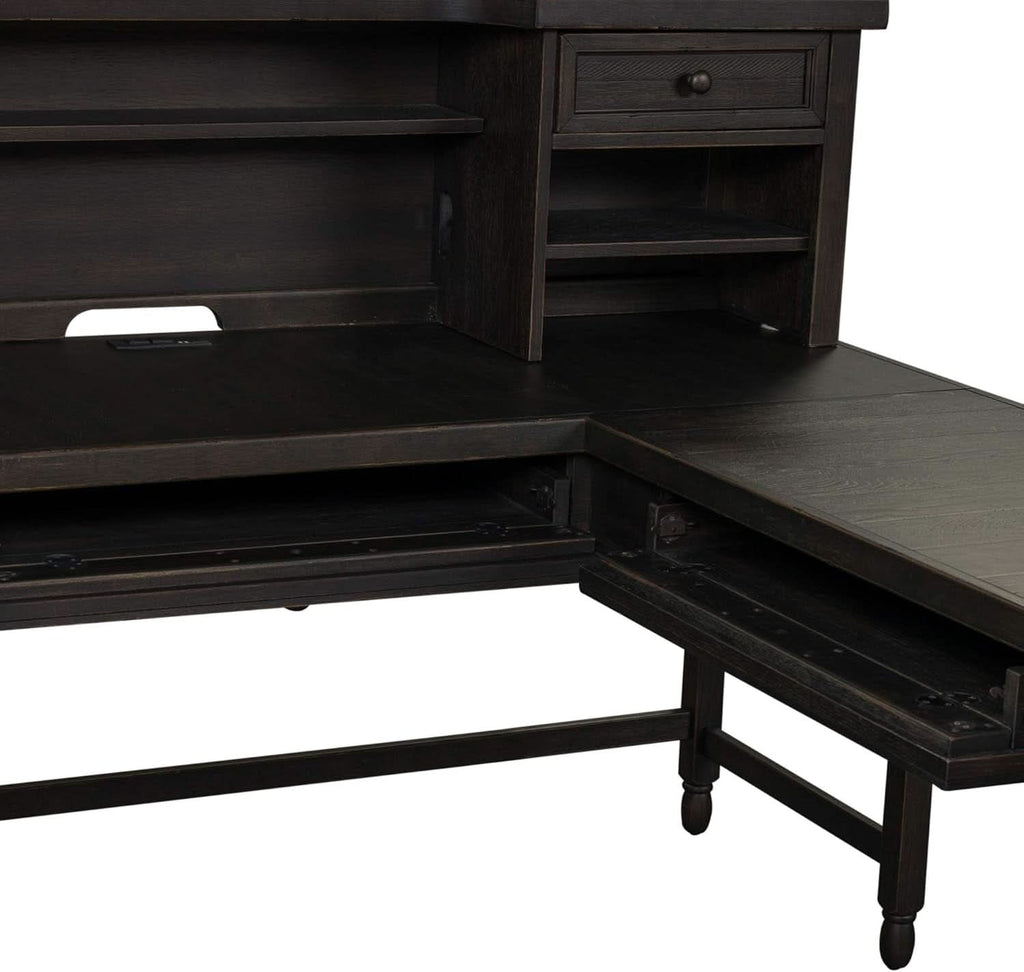Contemporary L Shaped Desk USB Charging Drawer