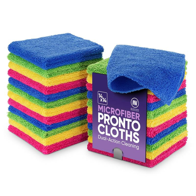 Pronto Cloth Hybrid Microfiber | New 2-In-1 Dual-Sided Scrub & Polish Towel | Scratch-Free & Reusable Professional Grade 14X14 Cloth for Auto, Kitchen & Home Cleaning