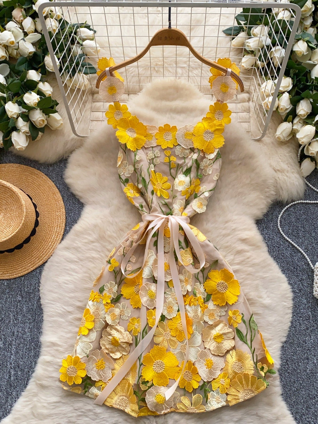 Floral Tie Waist Mini Dress