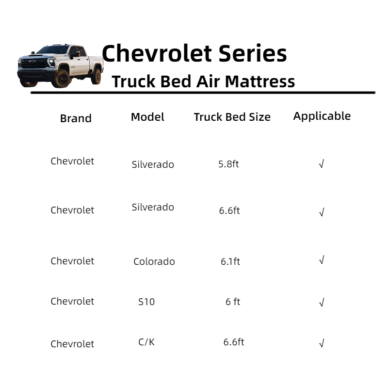 Colchón de aire DikaSun para caja de camioneta Chevrolet de 5.5-5.8ft | 6-6.5'