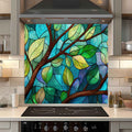 Tranquil Branches – Tempered Glass Backsplash for Kitchen | Tree Leaves Splashback