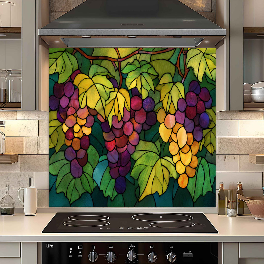 Salpicadero de Cristal Templado con Viñedo Víntage para Cocina de Estilo Toscano