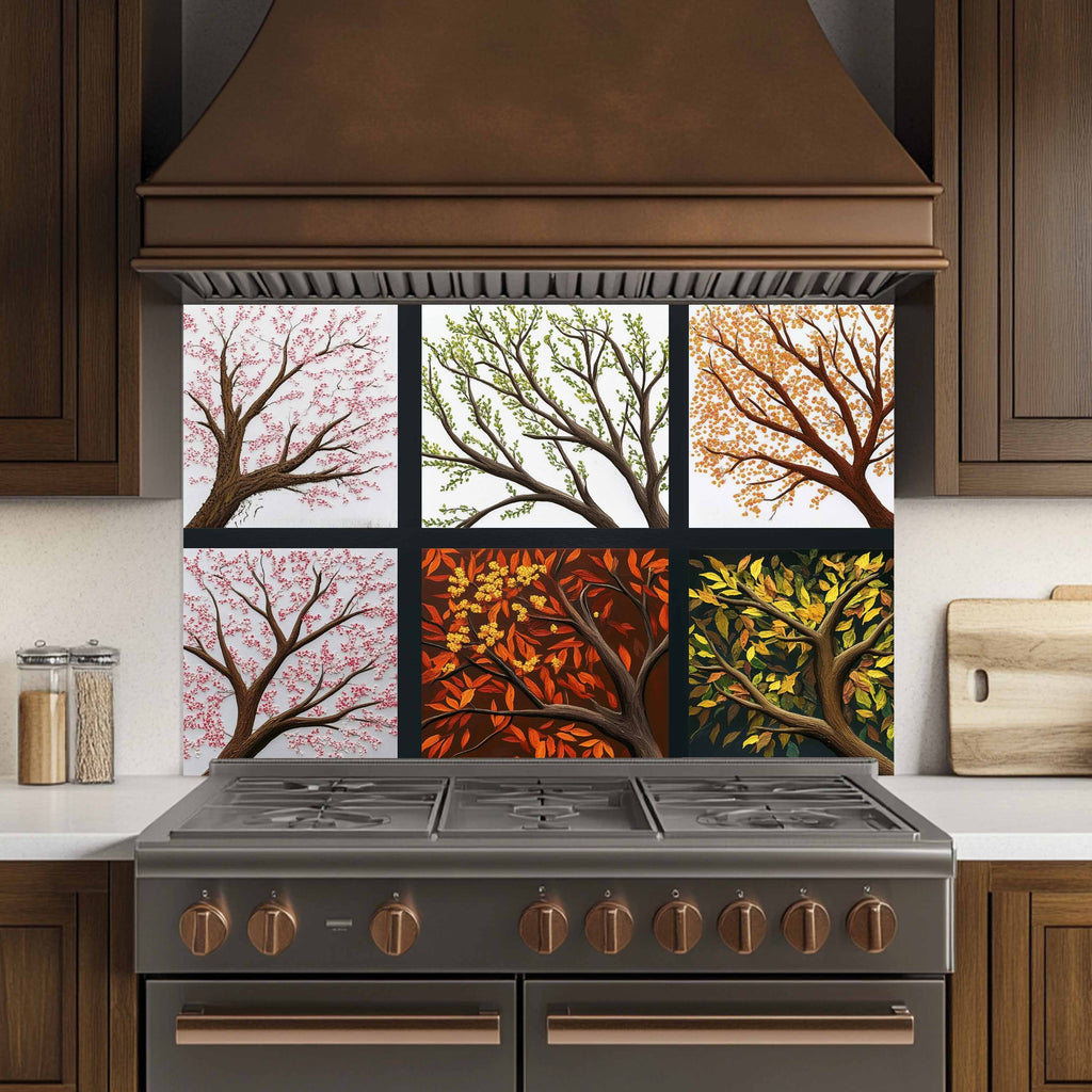 Tempered Glass Backsplash for Kitchen | Tree of Life Seasonal Art