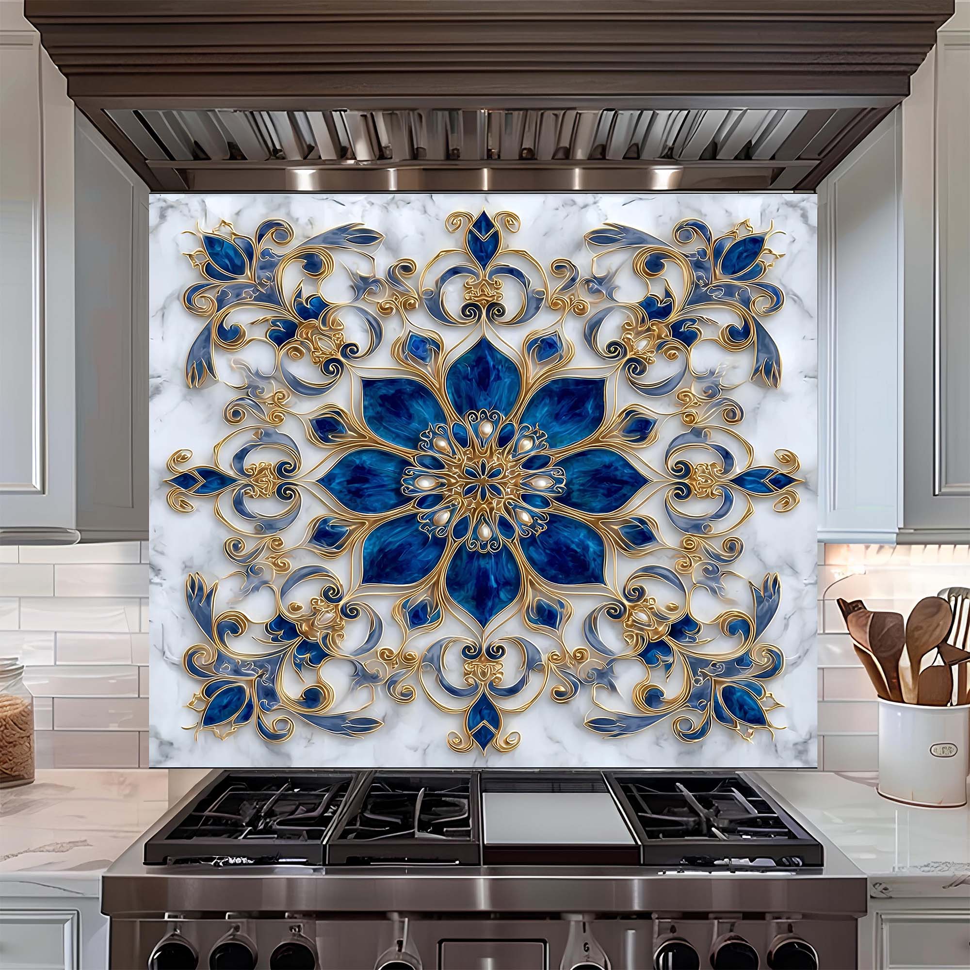 Salpicadero de cocina personalizado – Salpicadero de cristal templado Royal Sapphire para cocina