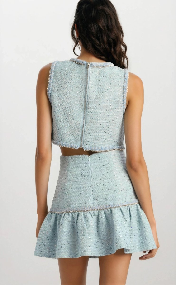 Elina Boucle Mini Skirt - Blue Boucle