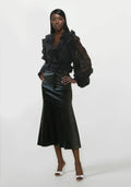 Kindra Vegan Leather Skirt – Black