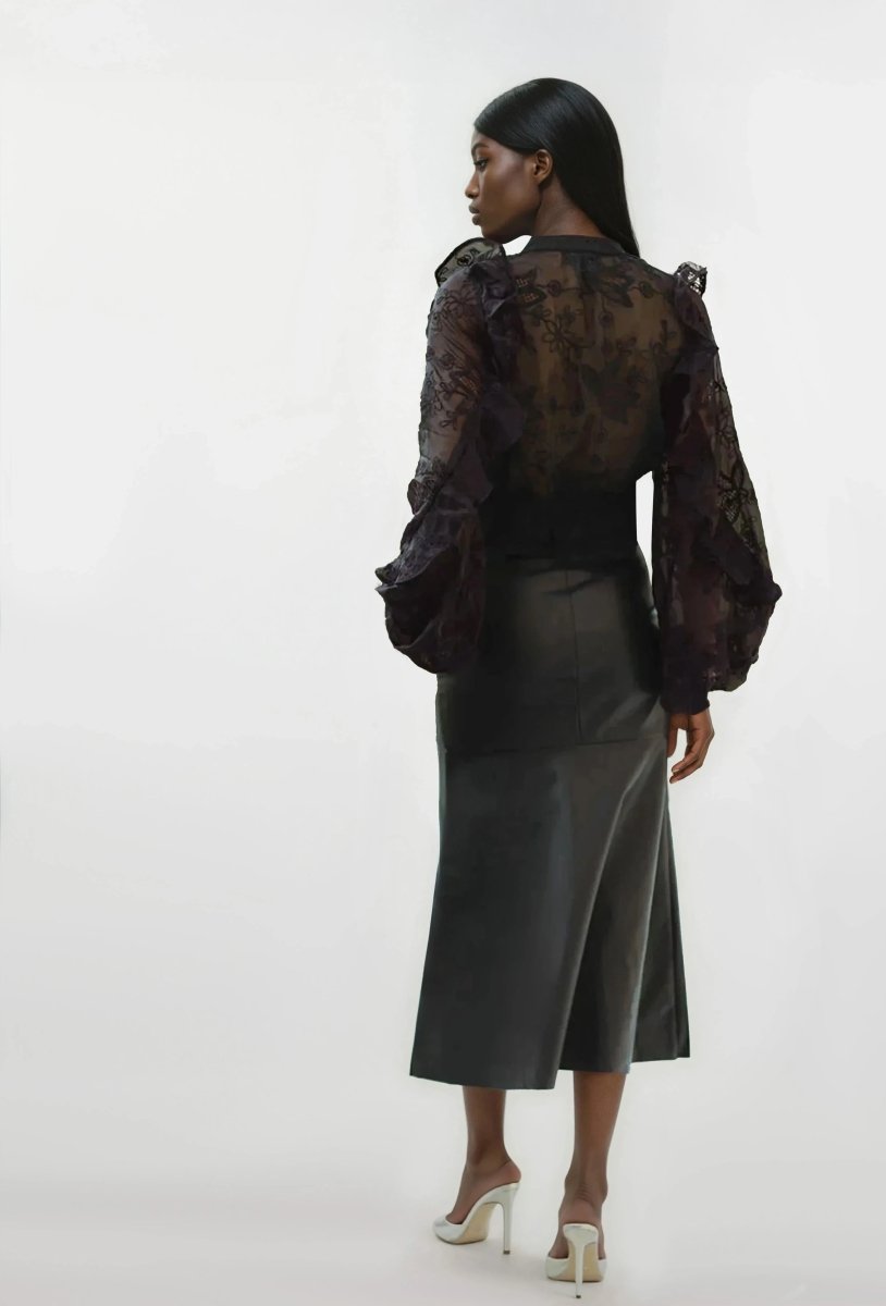 Kindra Vegan Leather Skirt – Black
