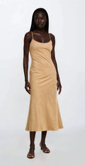Nadira Faux Suede Dress – Soft Camel