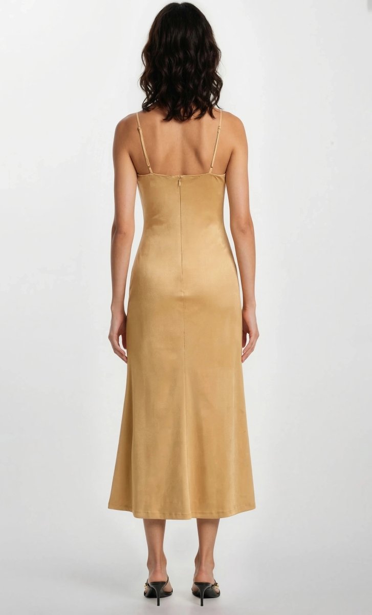 Nadira Faux Suede Dress – Soft Camel