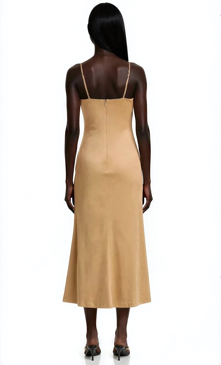 Nadira Faux Suede Dress – Soft Camel