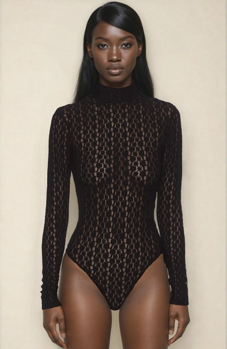 Vezza Floral Mesh Bodysuit – Black