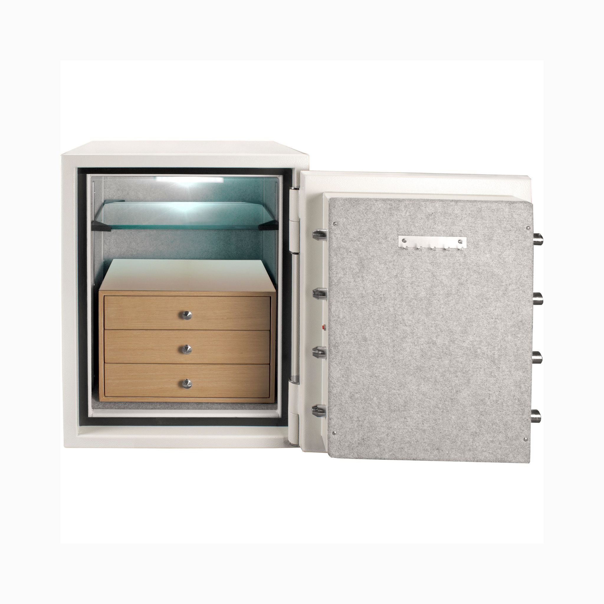 Caja fuerte ignífuga blanca Barska 2.75 pies cúbicos con cajón de almacenamiento de joyas (SAK69047)