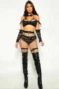 Black Lace Wedding Night Bride 5 Piece Costume