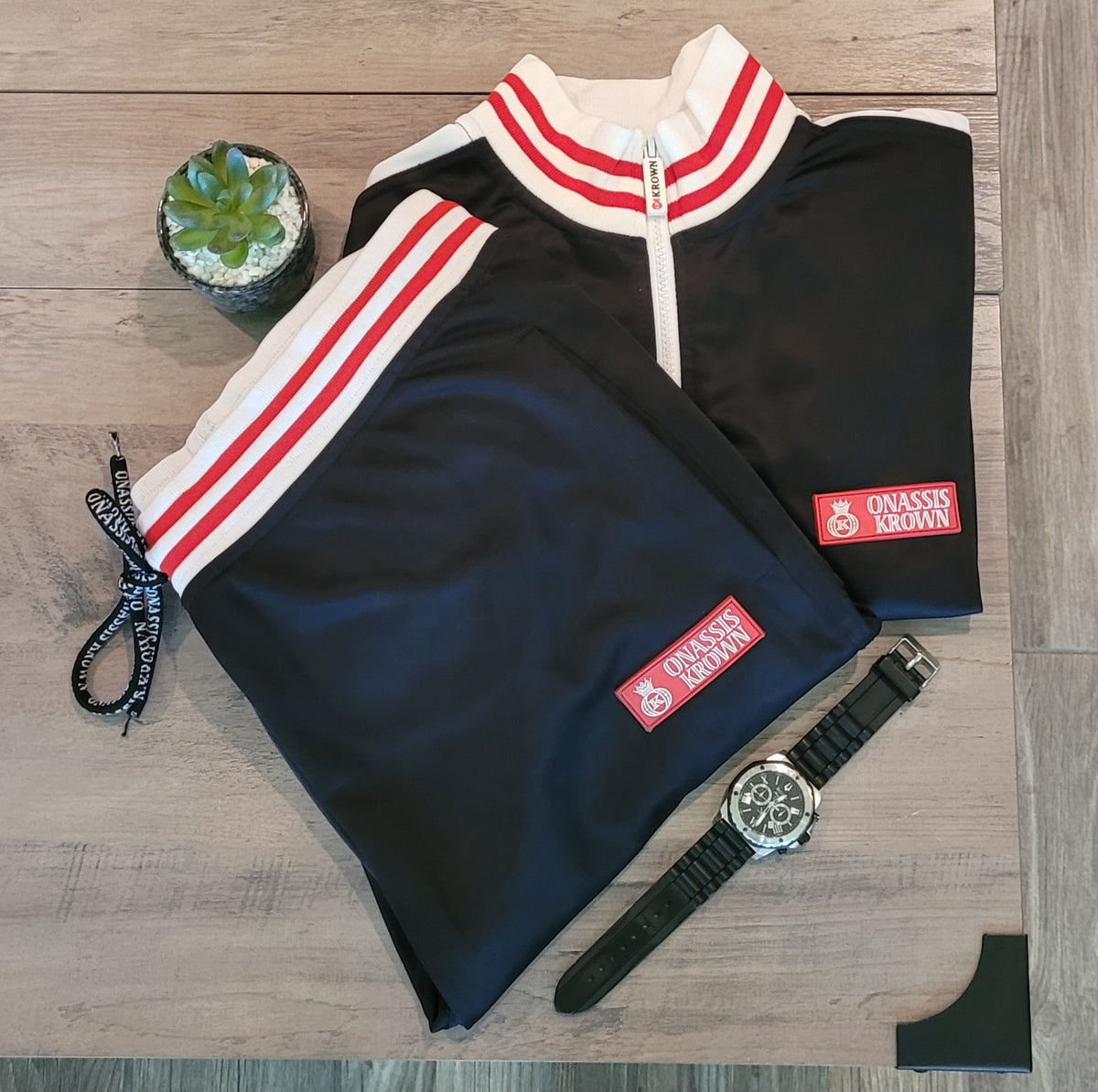 Red Label Designer Onassis Krown Tracksuit in Black