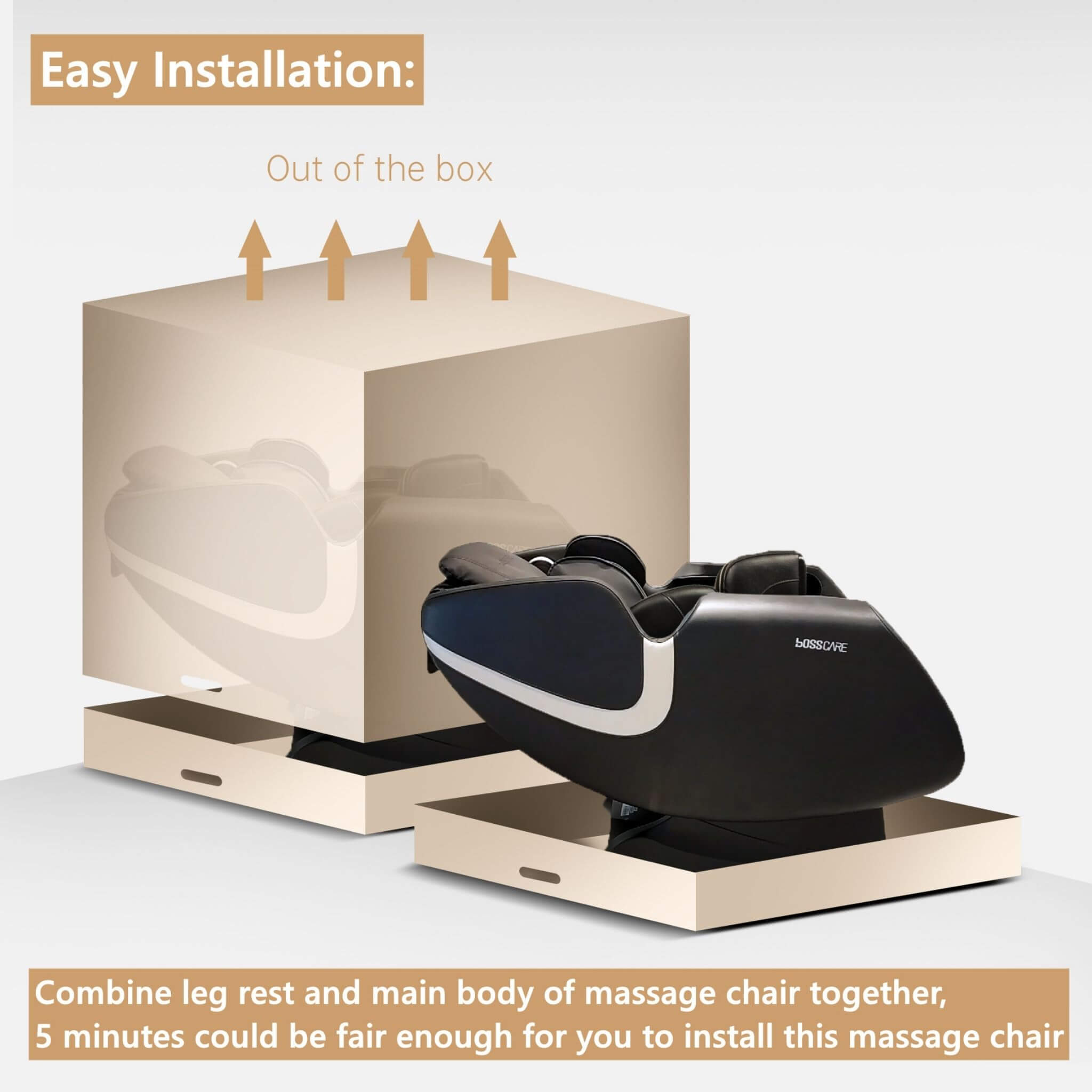 Sillón de masaje de cuero de cuerpo completo Bosscare con gravedad cero y Bluetooth [GR8012] (SAK12074)
