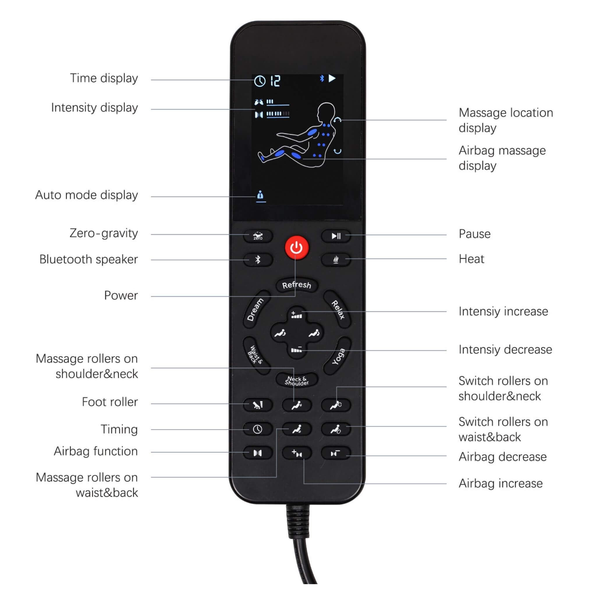 Sillón de masaje de cuero de cuerpo completo Bosscare con gravedad cero y Bluetooth [GR8012] (SAK12074)