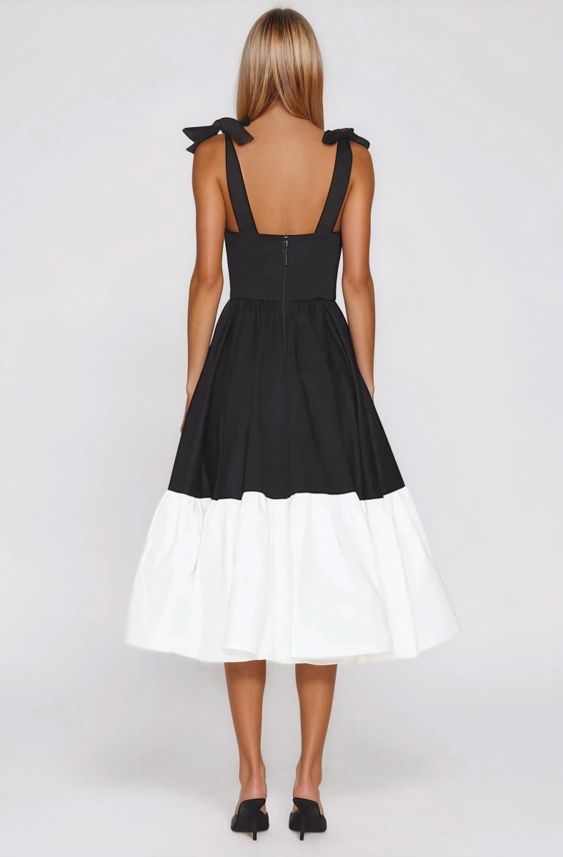 Catalina Midi Dress – Black/Beige