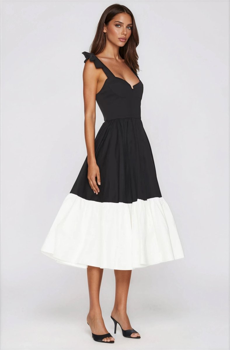 Catalina Midi Dress – Black/Beige