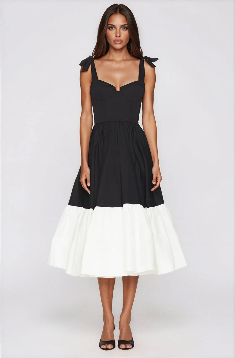Catalina Midi Dress – Black/Beige