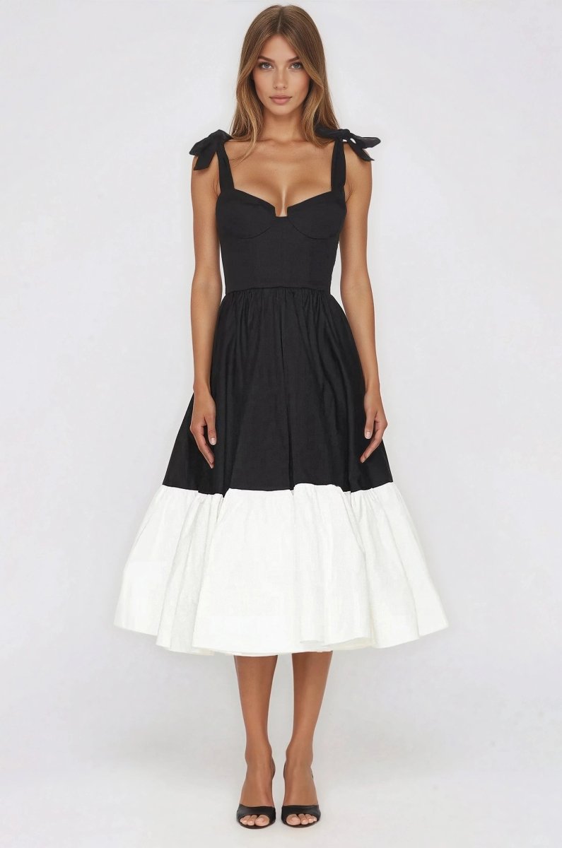 Catalina Midi Dress – Black/Beige