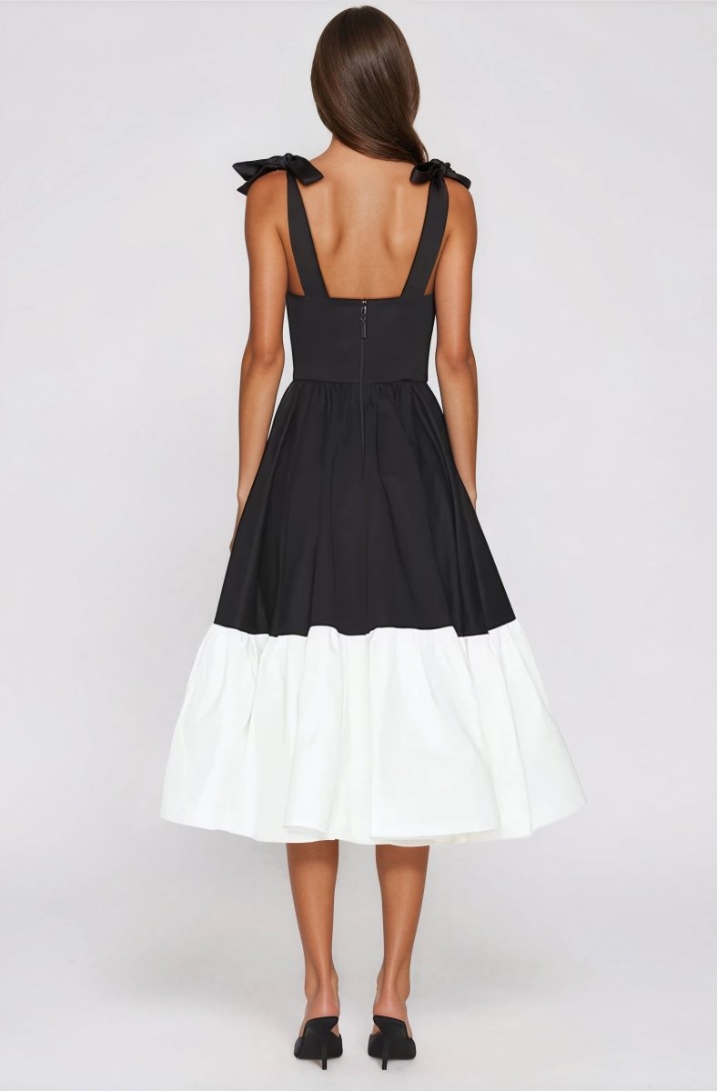 Catalina Midi Dress – Black/Beige