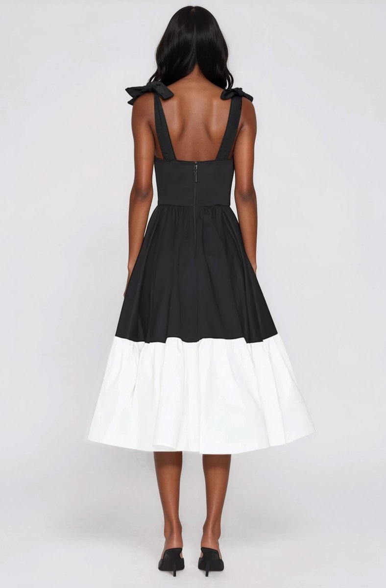 Catalina Midi Dress – Black/Beige