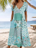 Floral V-Neck Casual Midi Dress