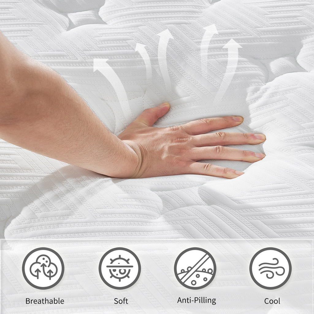 Full Size Hybrid Mattress Breathable Cool Knitted Fabric Cover
