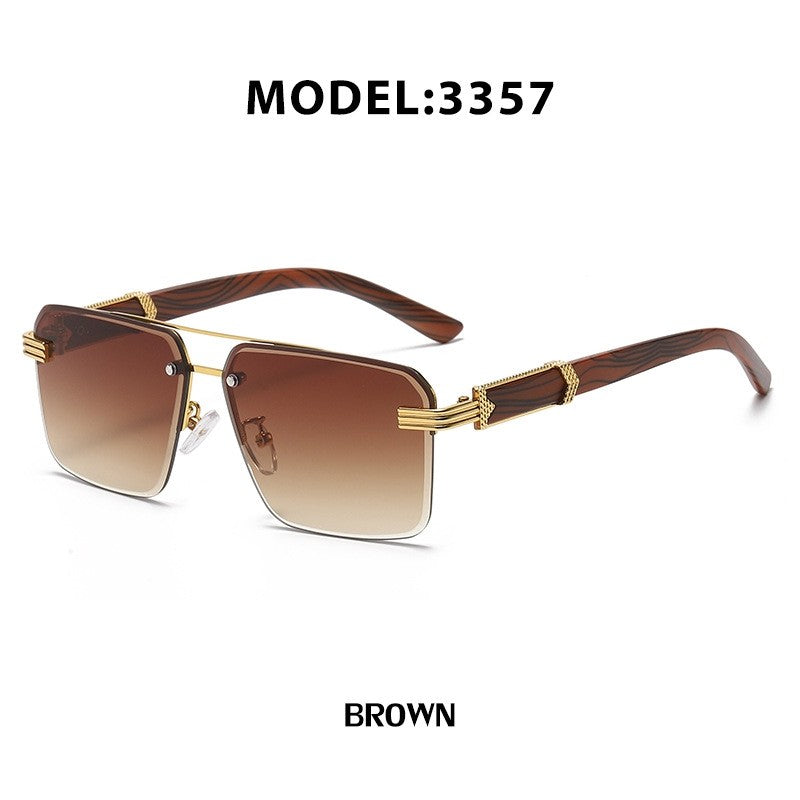 Men's Sunglasses With Frameless Woodgrain-Inspired Legs