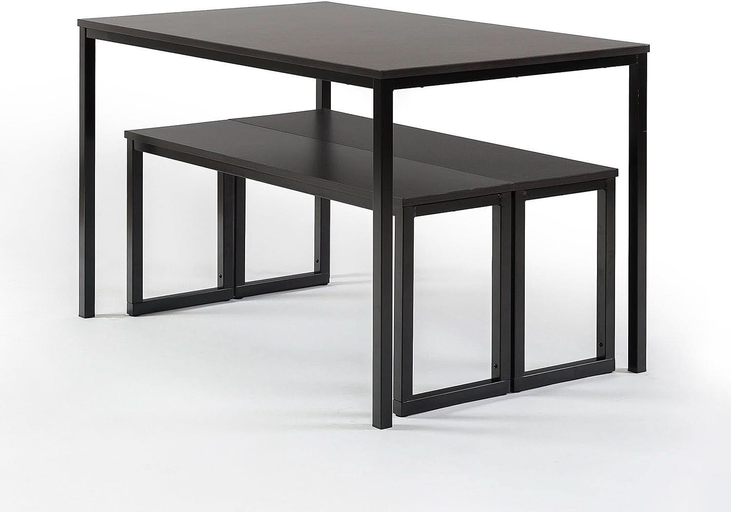 Bancos de mesa de comedor con marco de metal texturizado Espresso