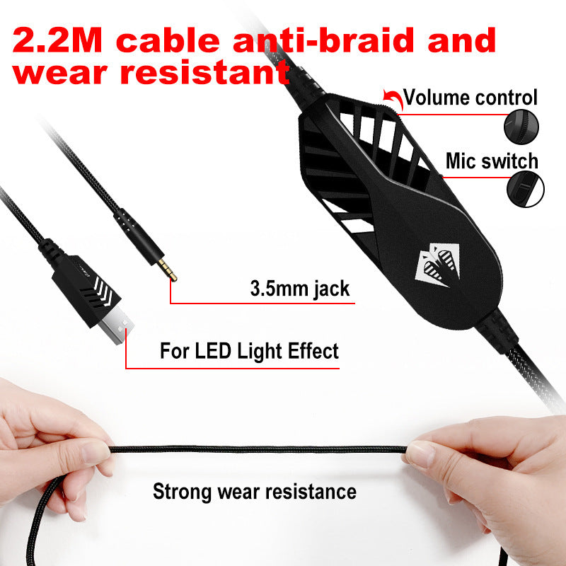 Auriculares Gaming para PC con Micrófono y Luz Respiratoria, con Cable