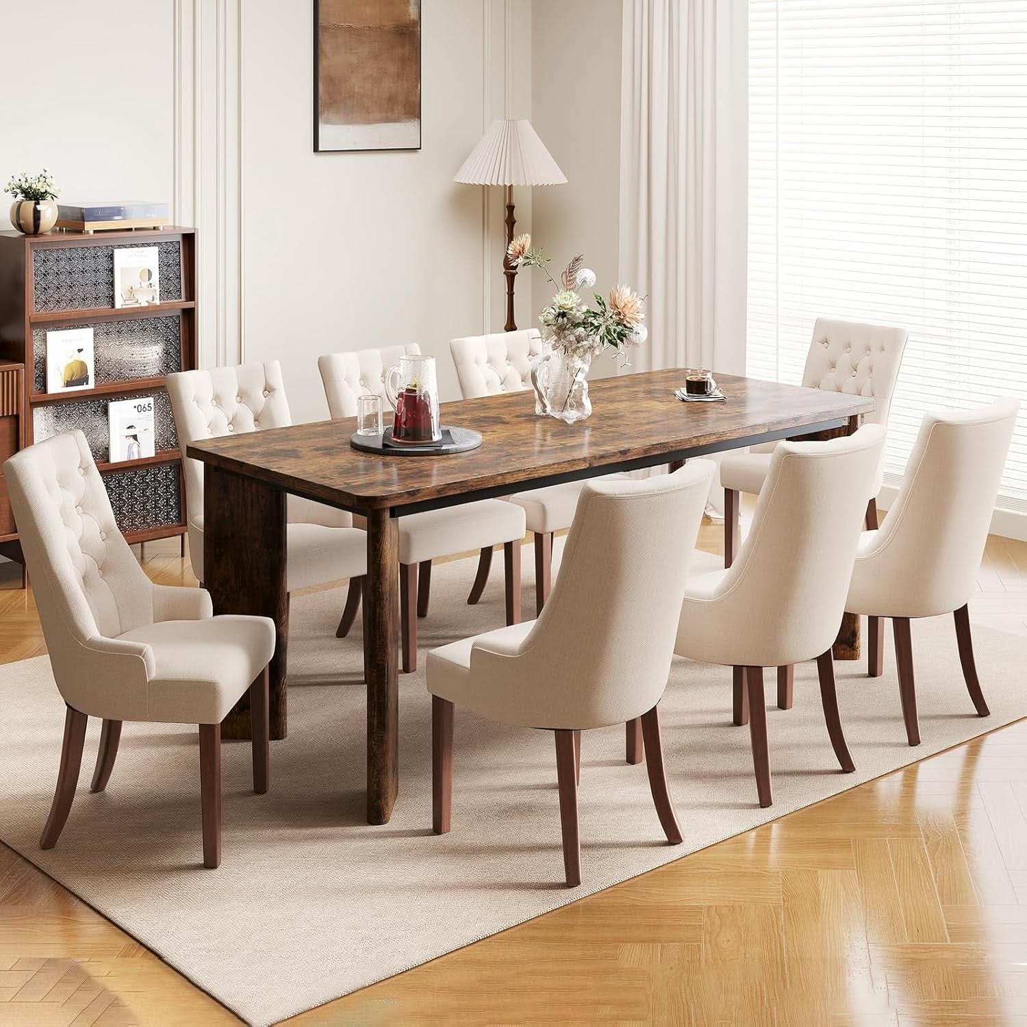 Mesa de comedor industrial rectangular de 63 pulgadas con seis sillas
