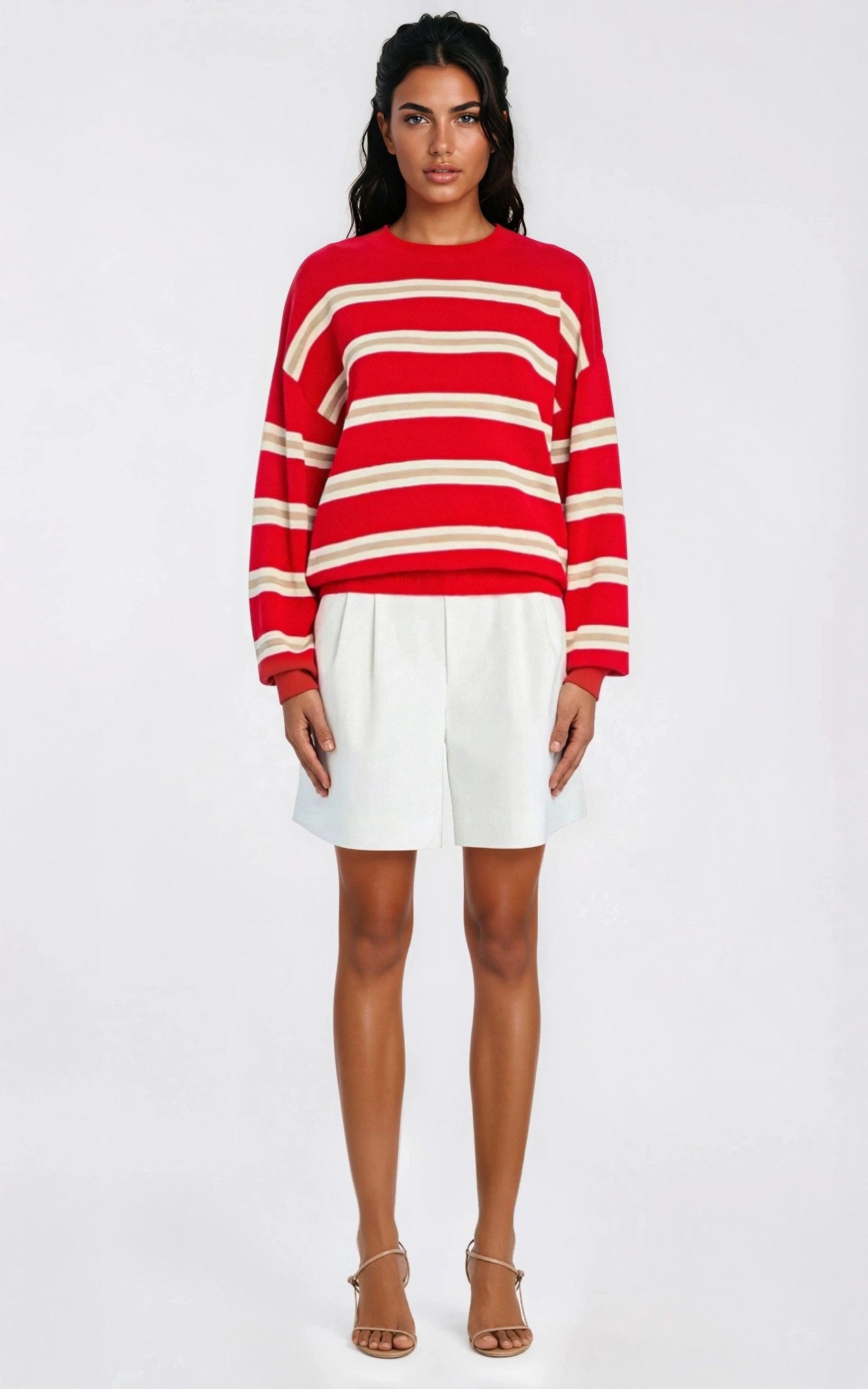 Cassian Sweater – Cherry/Sand/Eggshell