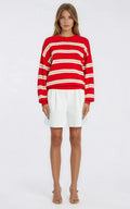 Cassian Sweater – Cherry/Sand/Eggshell