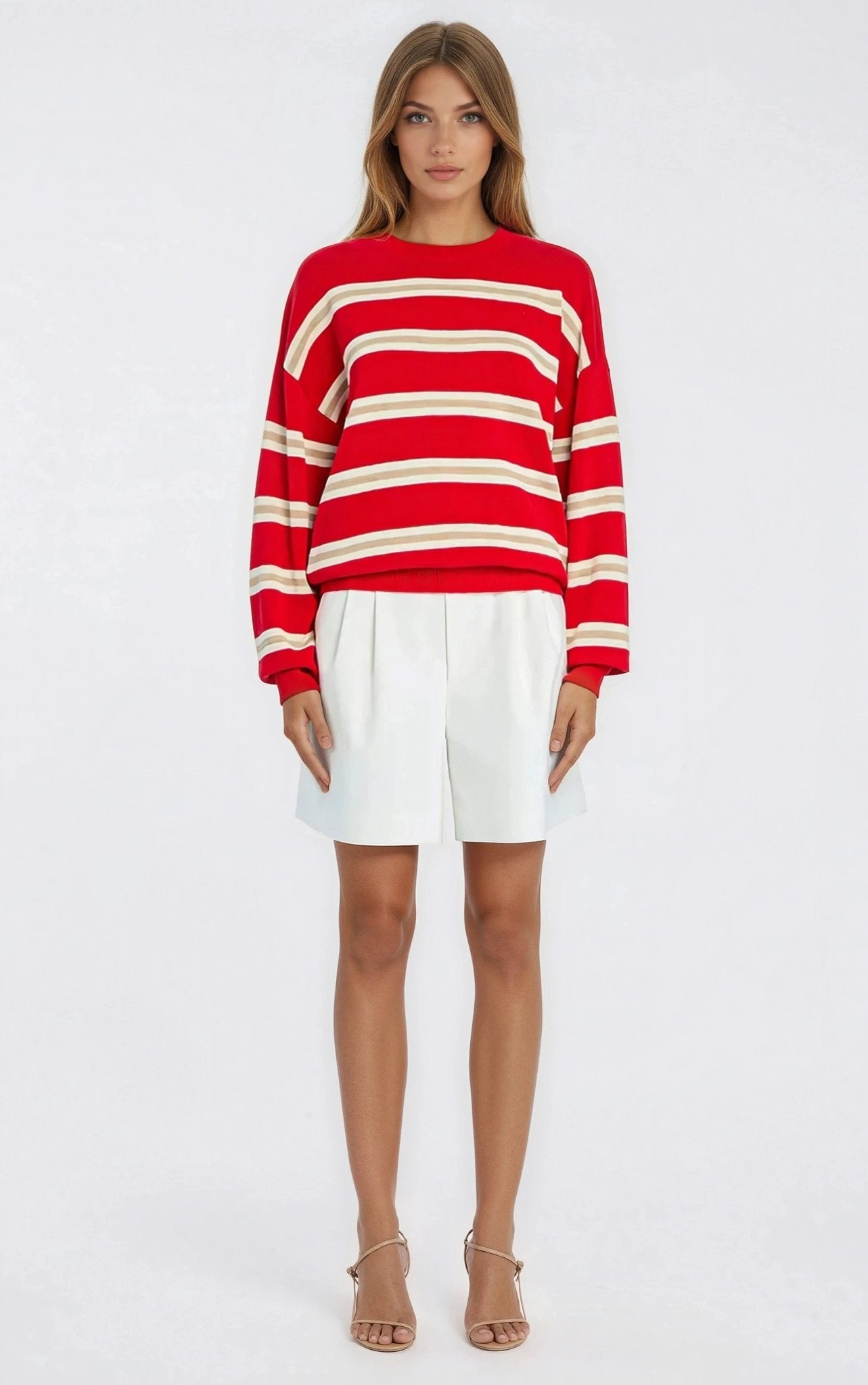 Cassian Sweater – Cherry/Sand/Eggshell