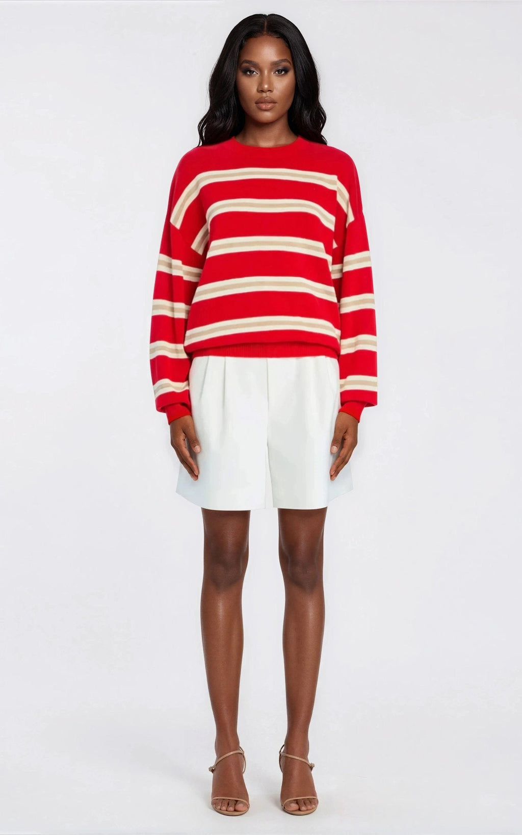 Cassian Sweater – Cherry/Sand/Eggshell