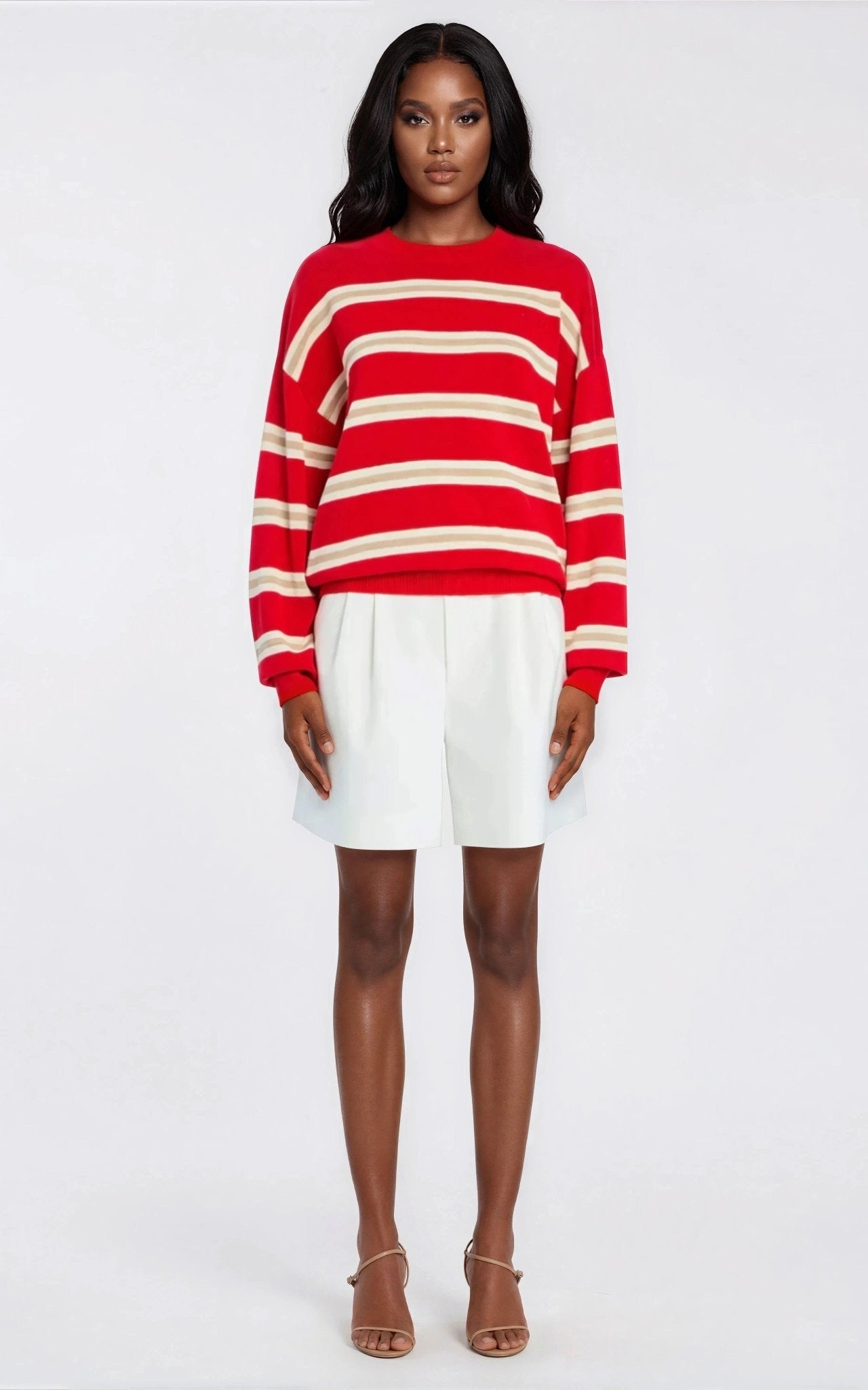 Cassian Sweater – Cherry/Sand/Eggshell