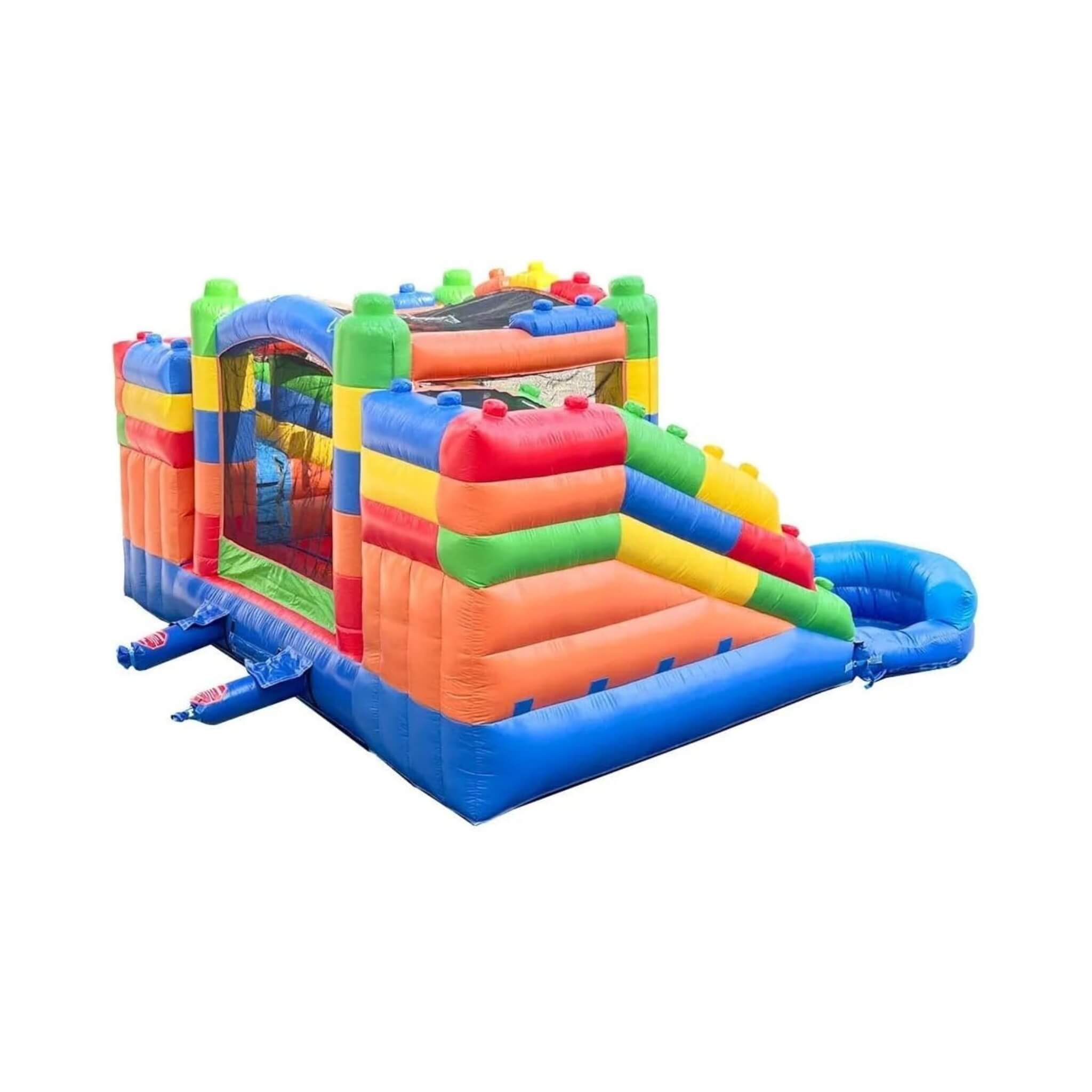 Castillo hinchable de 16 pies con toboganes dobles, soplador y piscina combinada (SAK56319)