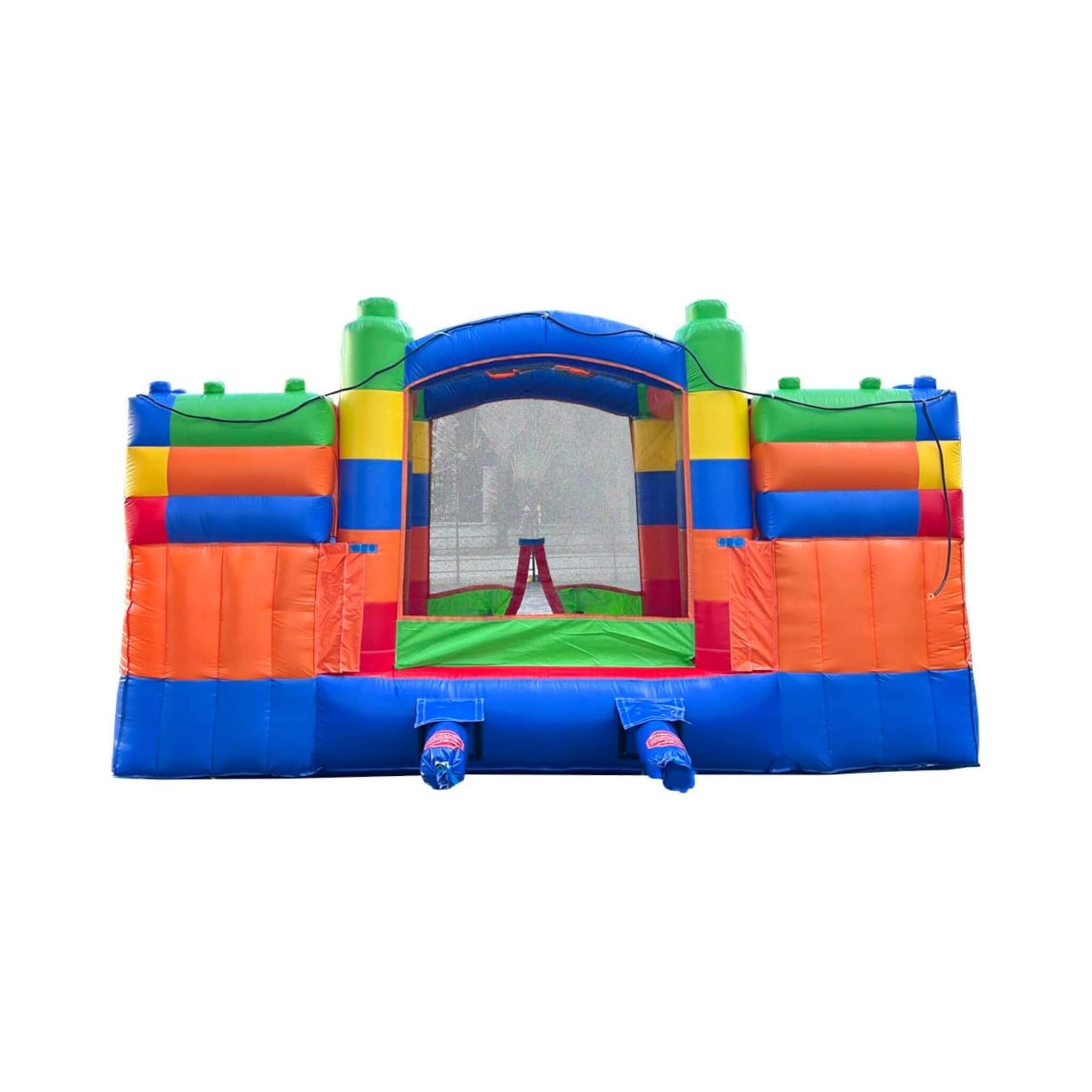 Castillo hinchable de 16 pies con toboganes dobles, soplador y piscina combinada (SAK56319)