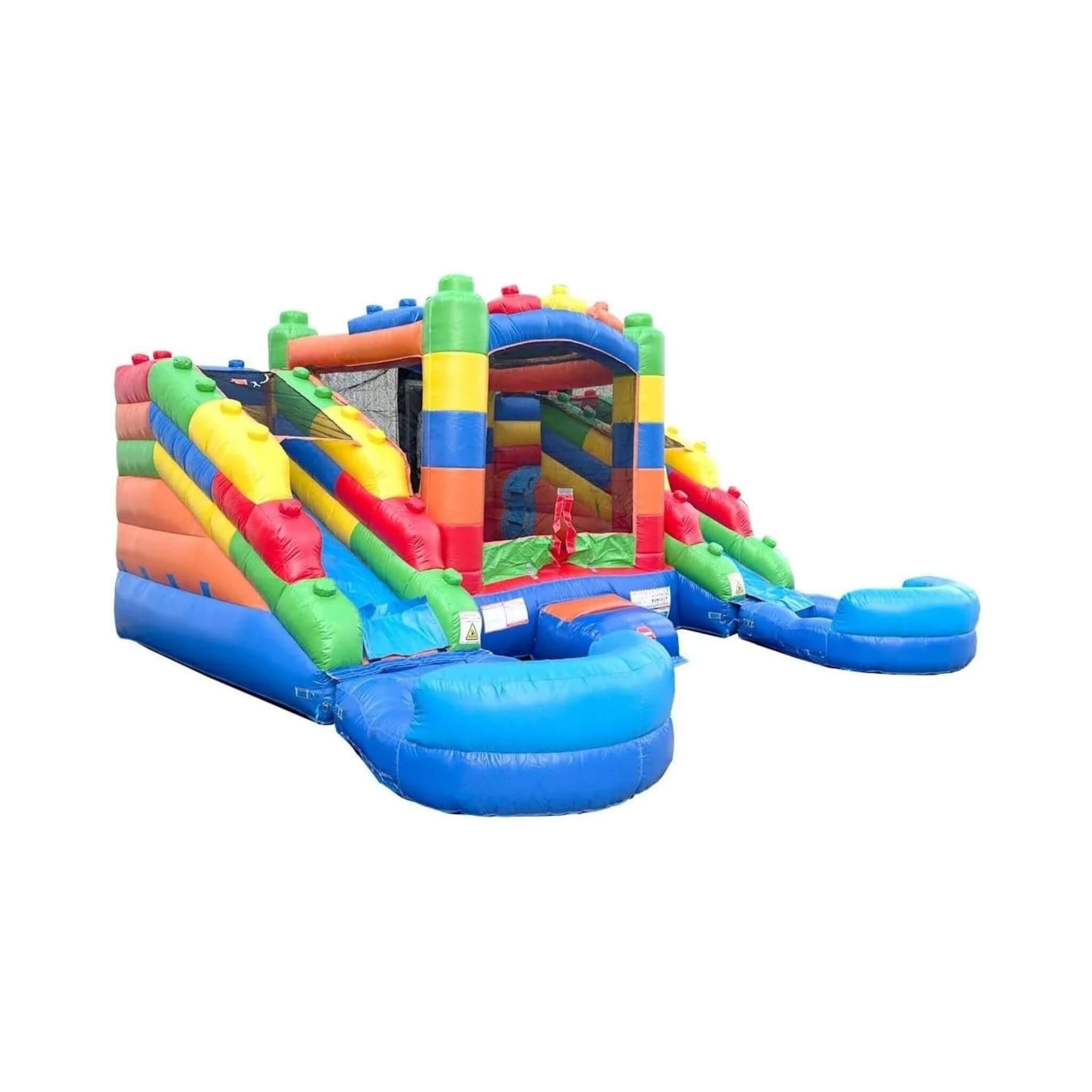 Castillo hinchable de 16 pies con toboganes dobles, soplador y piscina combinada (SAK56319)