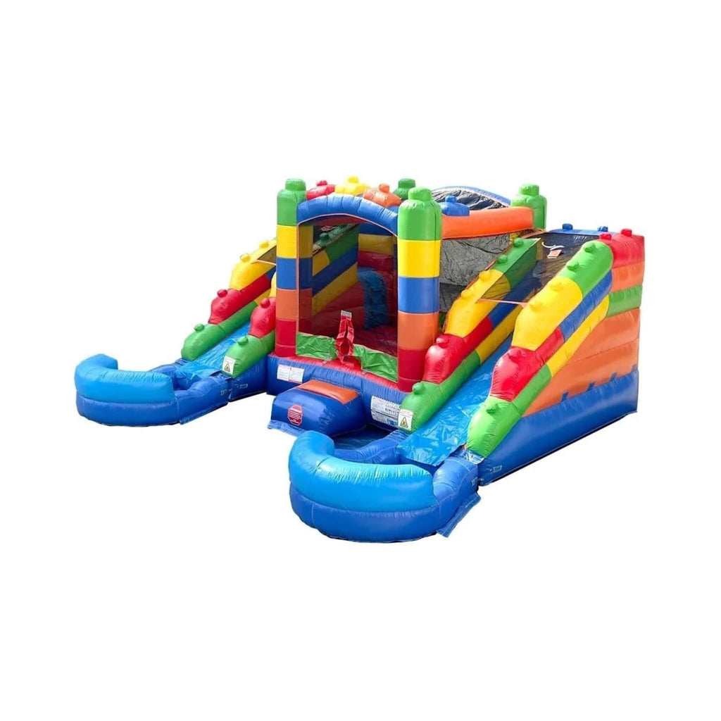 Castillo hinchable de 16 pies con toboganes dobles, soplador y piscina combinada (SAK56319)
